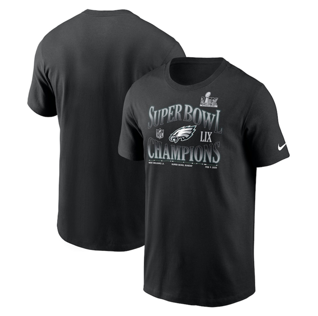 Men's Black Philadelphia Eagles Super Bowl LIX Champions 90's Retro T-Shirt